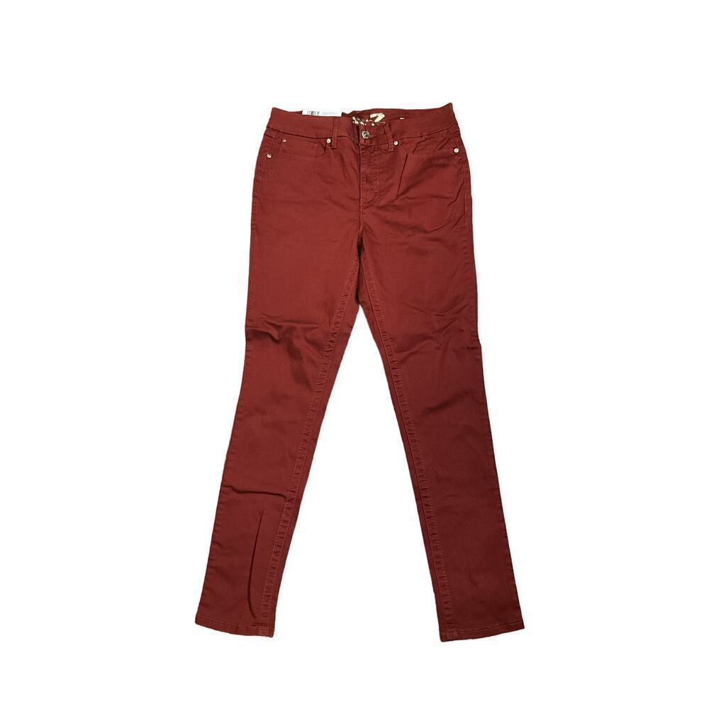 Seven 7 Womens Tummy Less High Rise Skinny Jeans Stretch Burgundy Size 10 NWT
